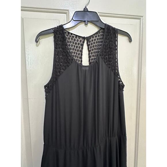 BCBGMAXAZRIA Women's Black Kristen Lace Asymmetric Midi Dress Size Large - Picture 3 of 8